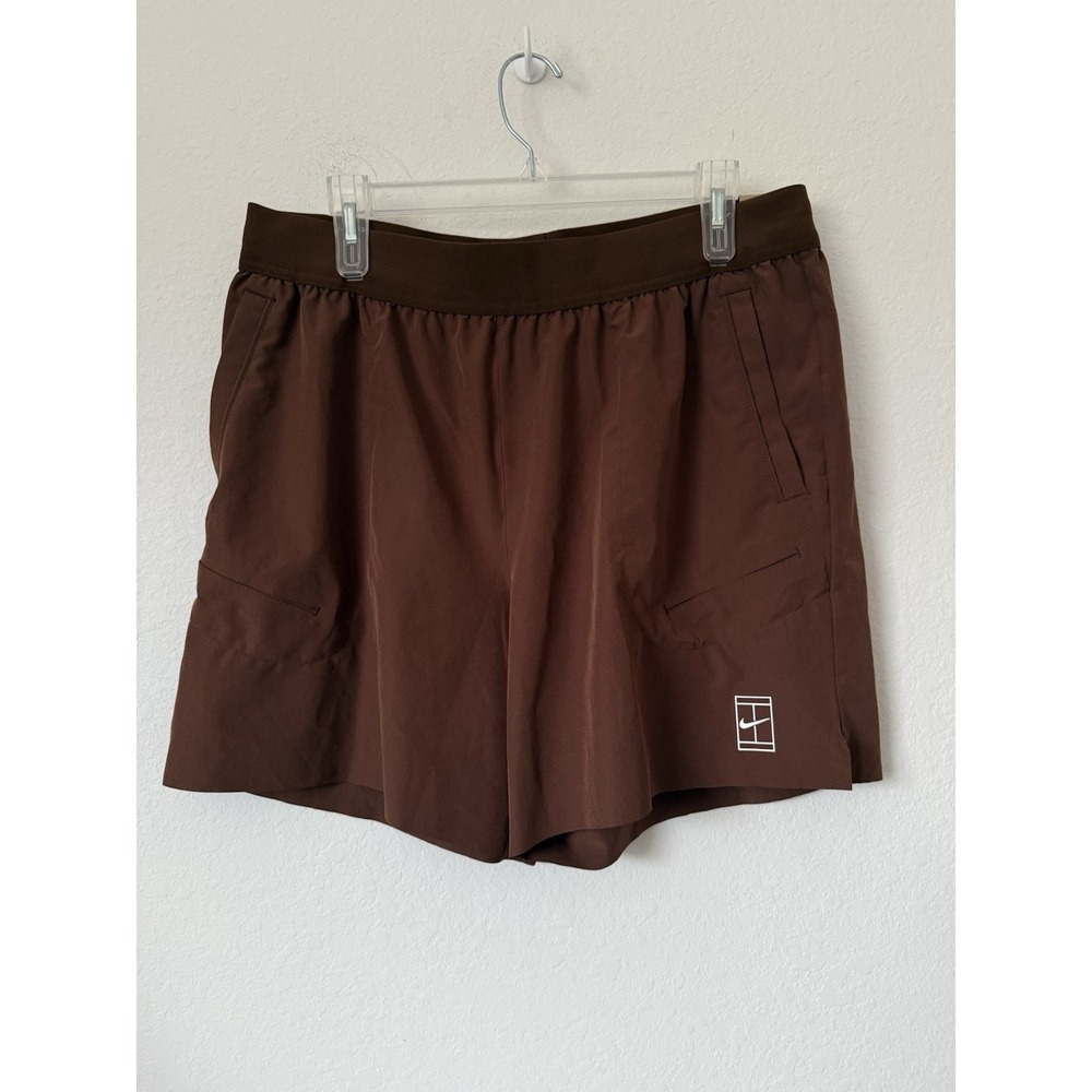 Nike Court Dri-FIT Advantage 6" Tennis Shorts Brown Men's Size Large FZ6913-259